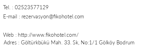 Fiko Hotel Gltrkbk telefon numaralar, faks, e-mail, posta adresi ve iletiim bilgileri